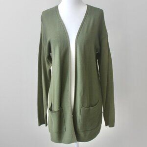 Time and Tru Olive Green Casual Open Long-Sleeve Cardigan Pockets Small 4-6